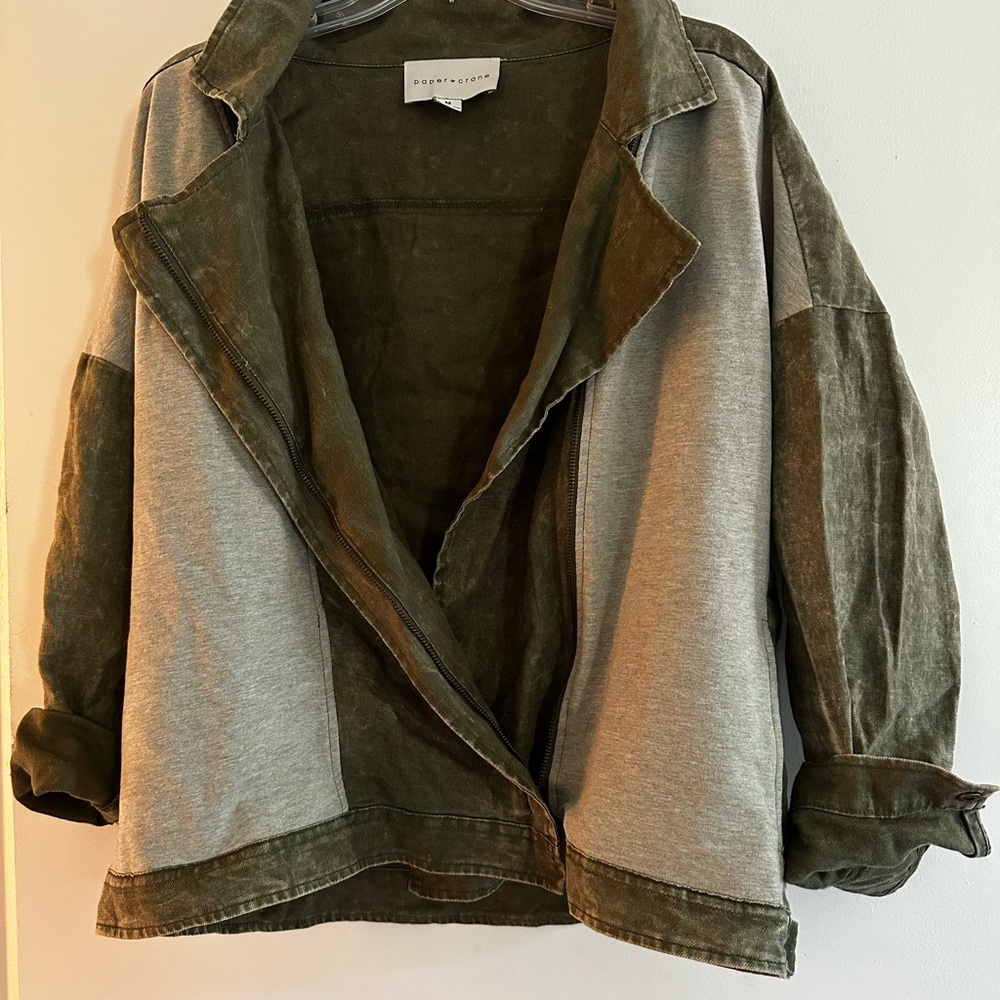 Paper Crane Olive and Gray Utility Jacket
